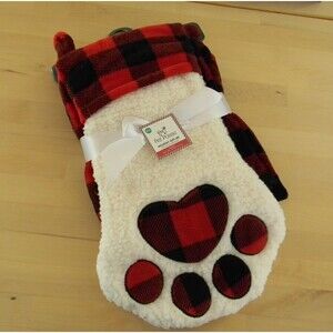Pet Posse Dog Puppy Paw Print Christmas Holiday Gift Set Stocking & Blanket NWT